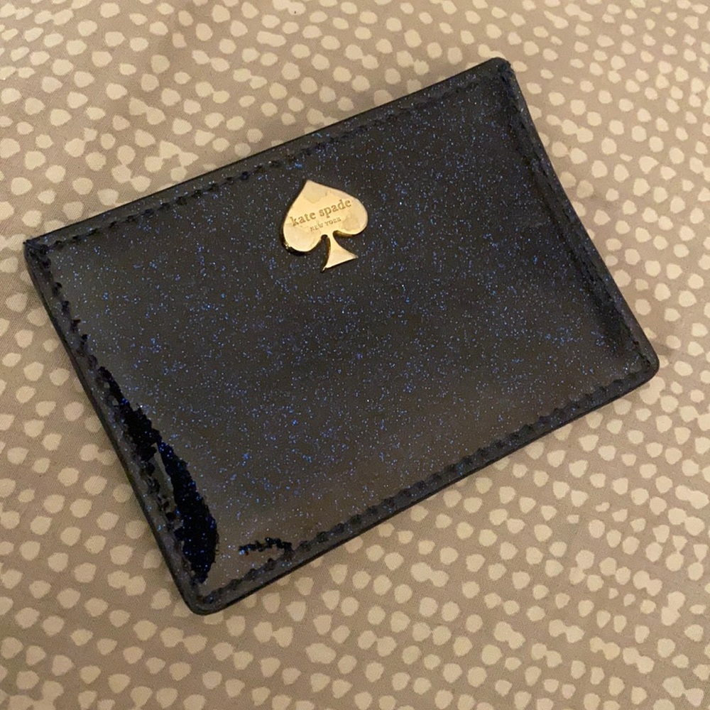 Kate Spade blue glitter bug card wallet ♠️ ✨